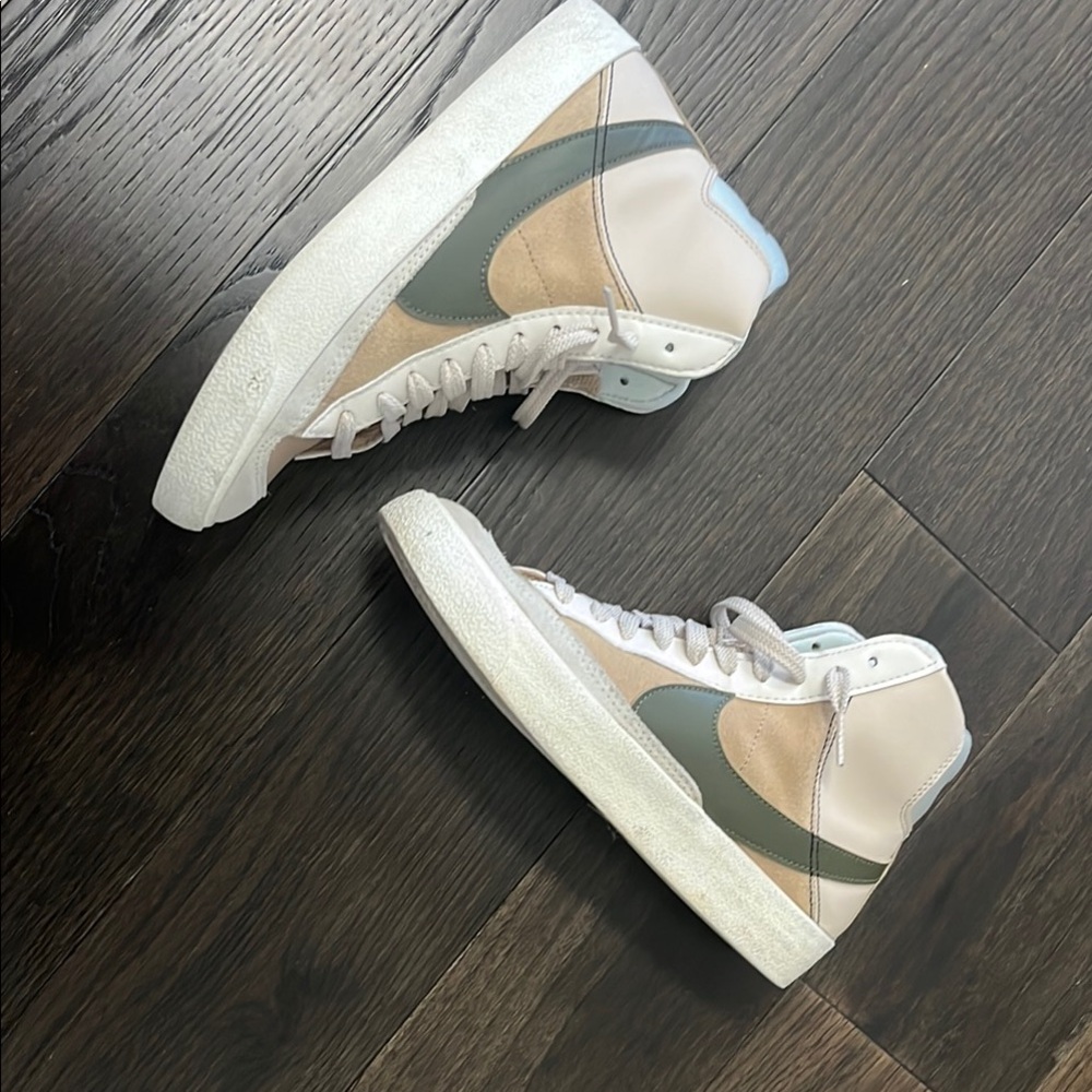 Nike Blazers Cream and Gray High-Top Sneakers